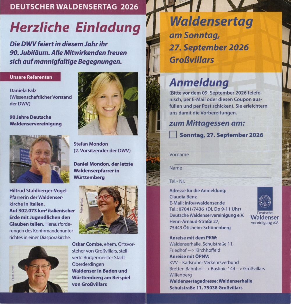 Deutscher Waldensertag 2026 Großvillars