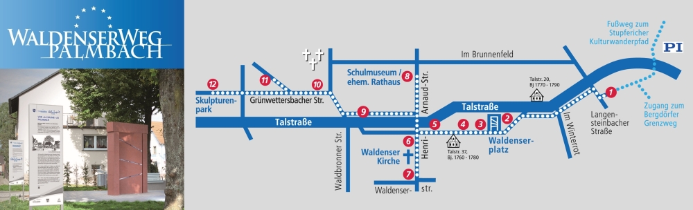 Logo Waldenserweg Palmbach mit Waldenserplatz Logo Waldenserweg Palmbach mit Waldenserplatz