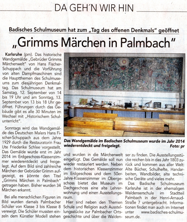 Badisches Schulmuseum Karlsruhe - Palmbach Badisches Schulmuseum Karlsruhe - Palmbach